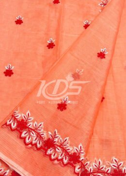 LIGHT ORANGE KOTA DORIA EMBROIDERY SAREE