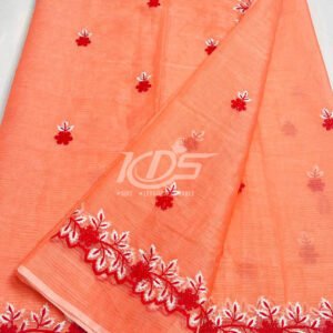 LIGHT ORANGE KOTA DORIA EMBROIDERY SAREE