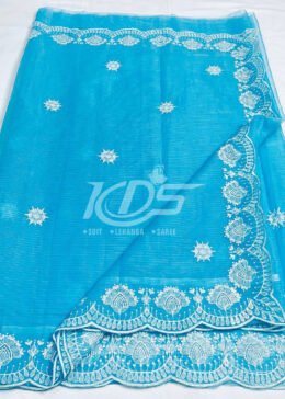 LIGHT FIROZI KOTA DORIA EMBROIDERY SAREE