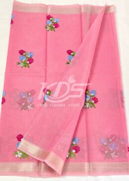 KOTA DORIA FLORAL EMBROIDERY WORK SAREE WITH ZARI BORDER