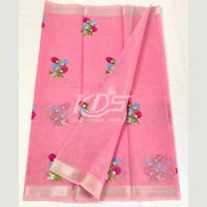 KOTA DORIA FLORAL EMBROIDERY WORK SAREE WITH ZARI BORDER