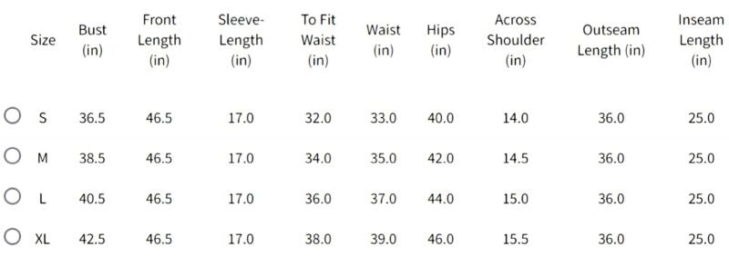 size chart