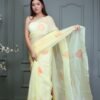 LEMON ORGANZA FLORAL PRINT SAREE WITH BLOUSE